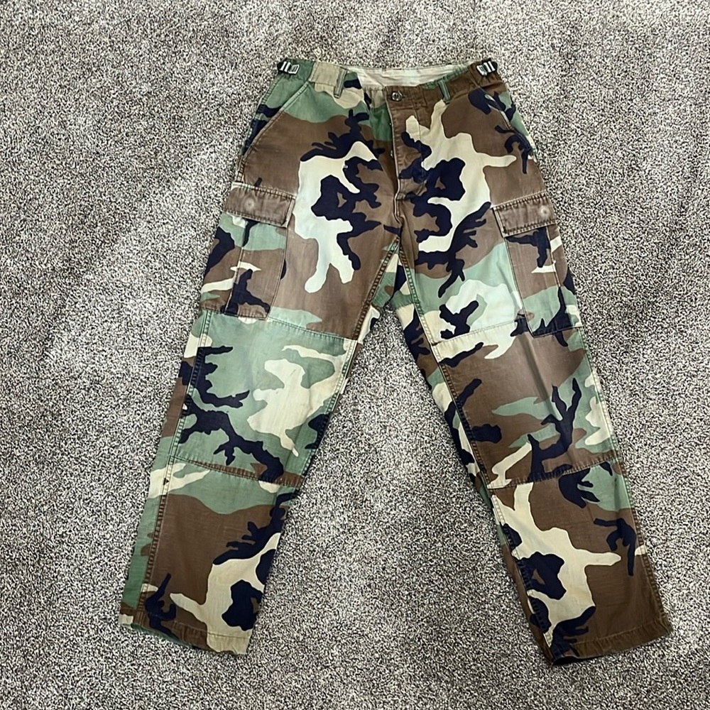 VINTAGE US ARMY WOODLAND CAMO TROUSERS PANTS Size Small Short